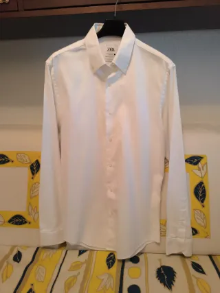 Camisa Zara Blanca Manga Larga