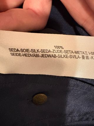 Camisa Massimo Dutti seda estilo mao azul