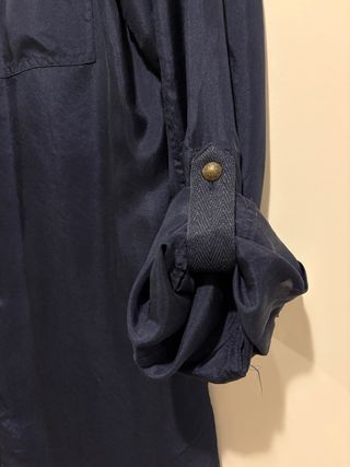Camisa Massimo Dutti seda estilo mao azul