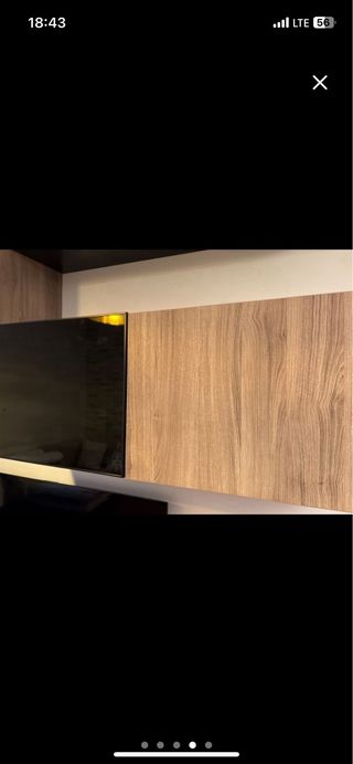 pack Mueble TV madera y cristal. baldas+estantes