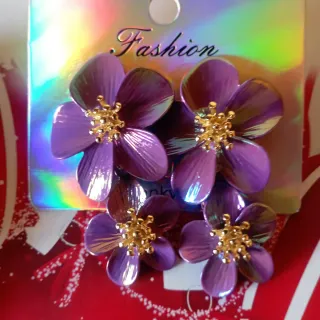 Orecchini a fiore viola e oro