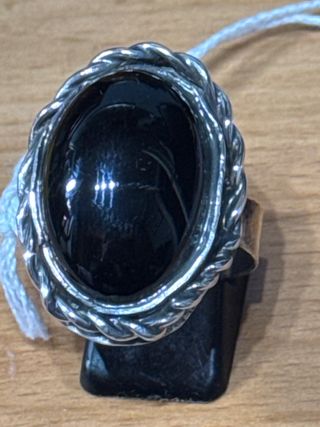 Anillo Plata Ley 925 Piedra Negra azabache