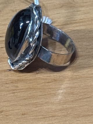 Anillo Plata Ley 925 Piedra Negra azabache