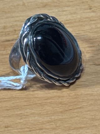 Anillo Plata Ley 925 Piedra Negra azabache