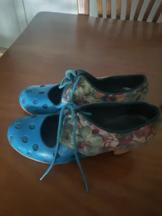 Zapatos Flamenco Profesional Azul/Multicolor