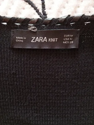 Cárdigan Zara negro con flecos 