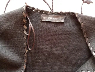 Cárdigan Zara negro con flecos 