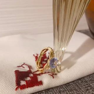 Anillo bañado en oro 14k con circonita