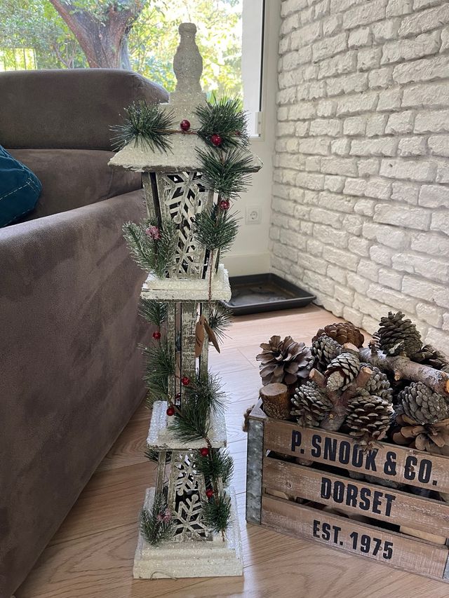 Farol Navideño 80cm Blanco