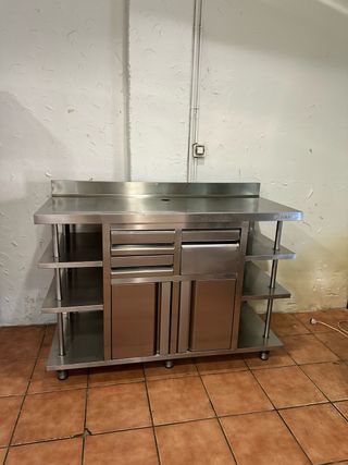 Mueble cafetero industrial acero inoxidable