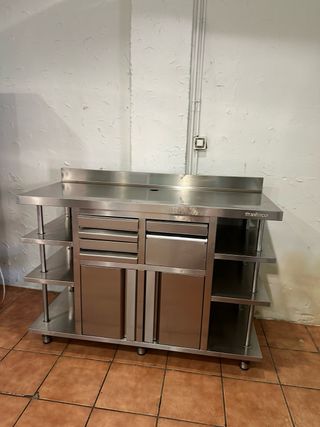 Mueble cafetero industrial acero inoxidable