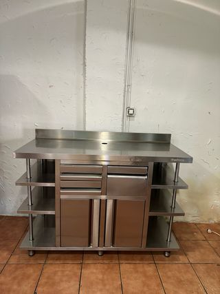 Mueble cafetero industrial acero inoxidable