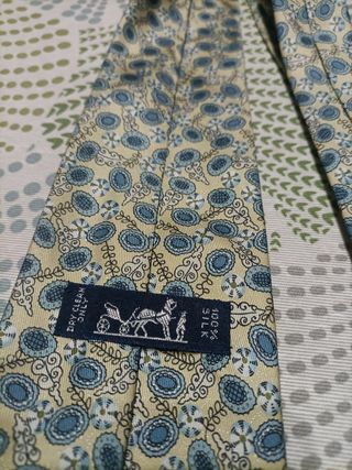 Corbata Hermes Beige y Azul