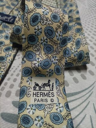 Corbata Hermes Beige y Azul