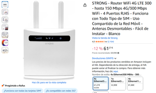 Router WiFi STRONG 4G LTE 300 - 4 Puertos