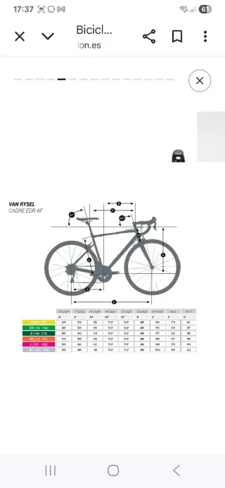 Bici de carretera  Shimano 105 Van Rysel talla XS
