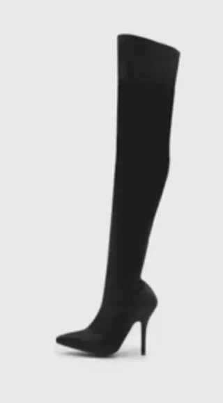 Botas altas tacón aguja negras satinada