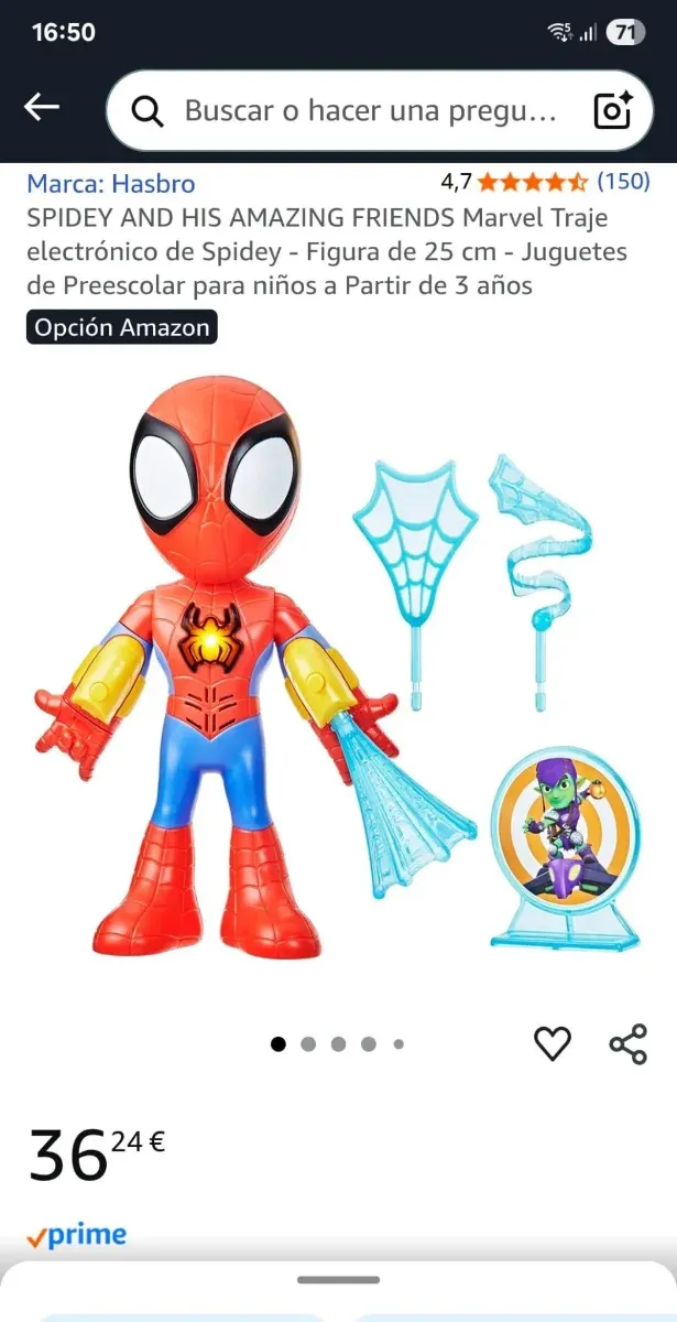 Figura Spiderman con lanzador de telarañas