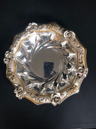 Bandeja Centro Floral Metal Dorado y Plateado