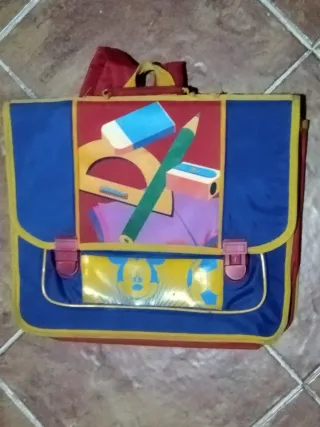 Mochila Escolar Vintage Dibujo Material Escolar