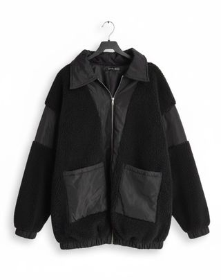 Chaqueta Oversize Borreguito Negra