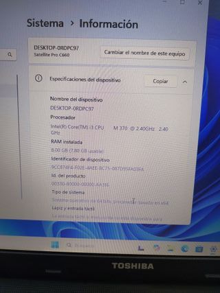 Portátil Toshiba Satellite Pro.C660-22x.  i3.Windo