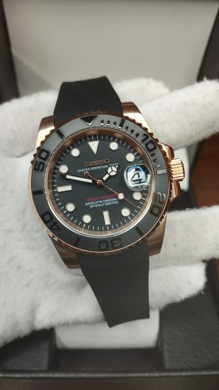 Reloj Seiko Mod Yatch-Master Negro y Oro Rosa Rose