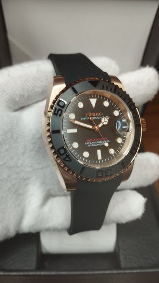 Reloj Seiko Mod Yatch-Master Negro y Oro Rosa Rose