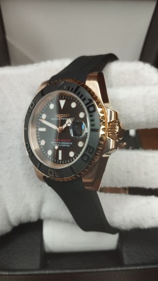 Reloj Seiko Mod Yatch-Master Negro y Oro Rosa Rose