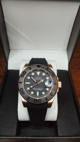 Reloj Seiko Mod Yatch-Master Negro y Oro Rosa Rose
