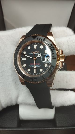 Reloj Seiko Mod Yatch-Master Negro y Oro Rosa Rose