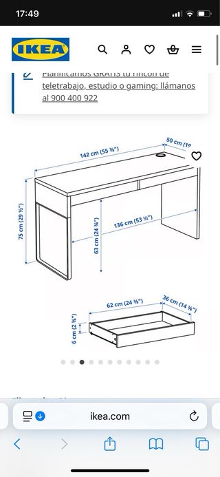 Escritorio Ikea MICKE Blanco