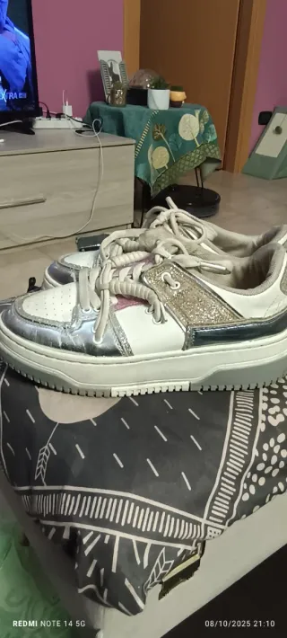 Scarpe sneakers glitter oro e rosa taglia 37