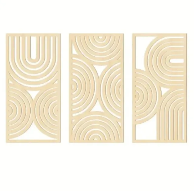 3 Adornos de Pared Madera Beige