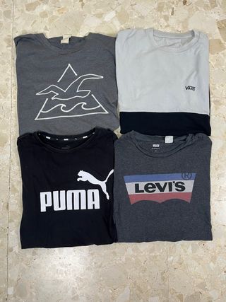 Lote 4 camisetas hombre M | Levi’s, Puma, Vans y H