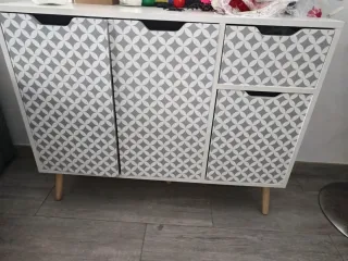 Mini Aparador Blanco y Gris.Montado NUEVO!.Recoger