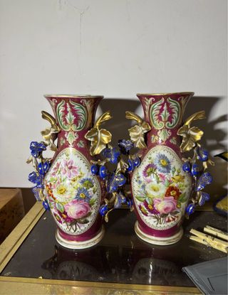 Coppia Vasi Porcellana Francese Vintage