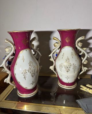 Coppia Vasi Porcellana Francese Vintage