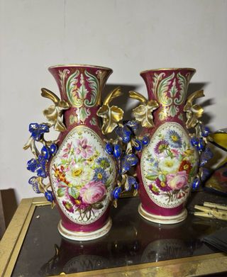 Coppia Vasi Porcellana Francese Vintage