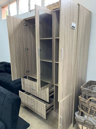 ARMARIO ROPERO 3 PUERTAS + ESPEJO + CAJONES