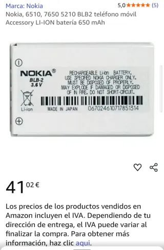 Precio por todas. Baterías Nokia 3310 Originales