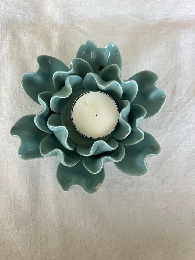 Juego 4 Portavelas Flor Porcelana