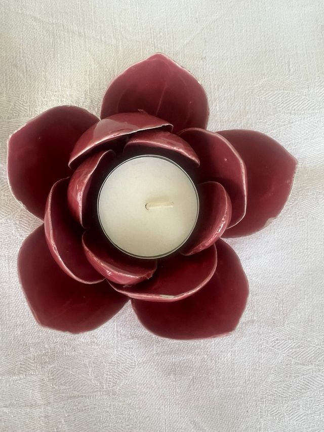 Juego 4 Portavelas Flor Porcelana