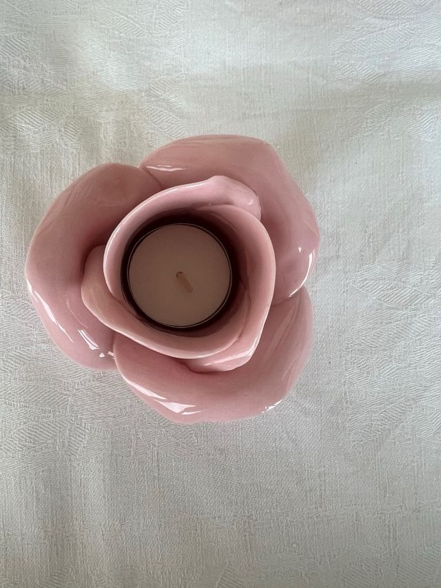 Juego 4 Portavelas Flor Porcelana