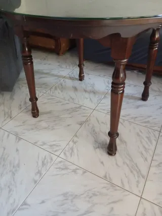 Mesa de salón extensible madera y cristal incluido