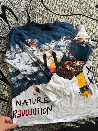 Camiseta niño 5/6 años estampado montaña