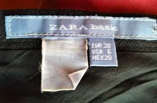 Falda Zara Evasé Negra Talla 38