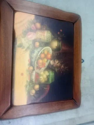 Quadretto in legno con natura morta