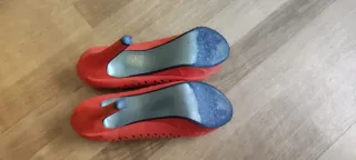 Zapatos de tacón peep toe naranjas