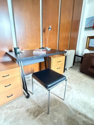 Taburete Mesa Multiusos Vintage Metal Cuero